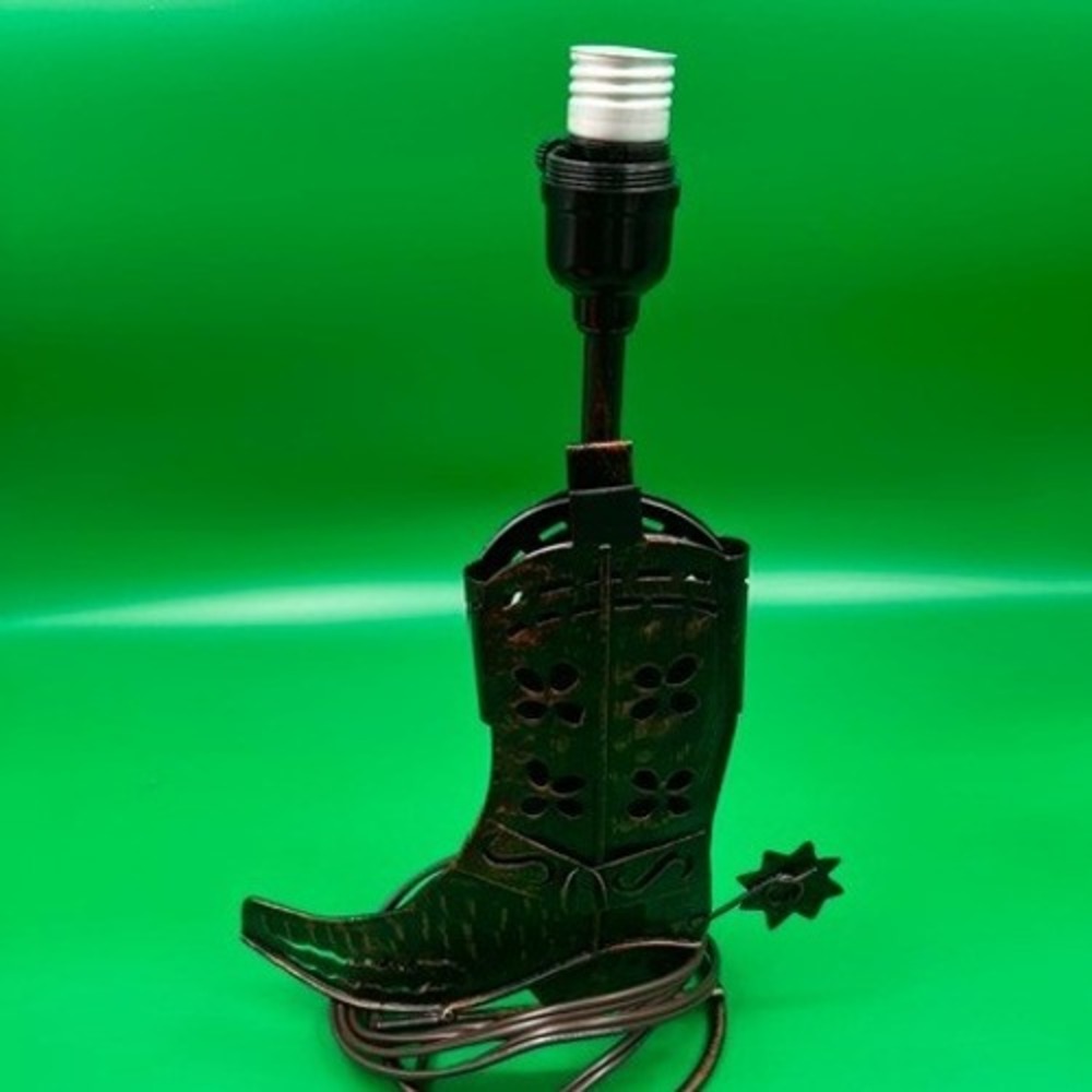 Collections Etc Cowboy Boot Lamp Unisex OS Bronze Rustic Metal Western Decor
